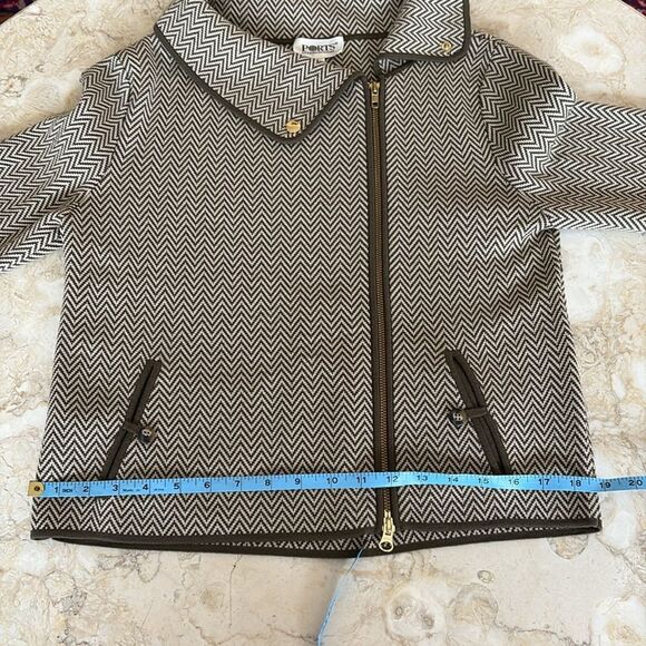 Ports International 100% Merino Wool Herringbone Moto Style Zipped Jacket - Picture 15 of 17